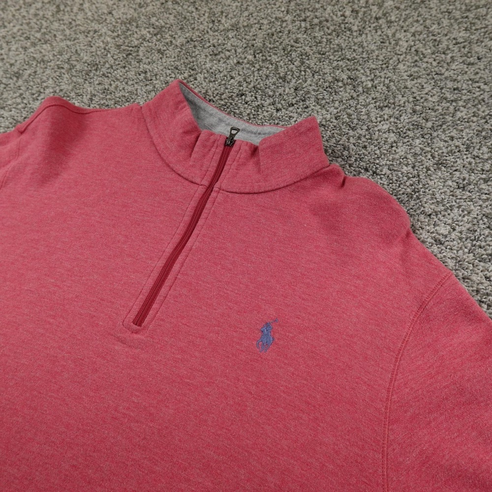 Polo Ralph Lauren Sweater Mens L Red 1/4 Zip Pullover Performance Pony Knit Golf
